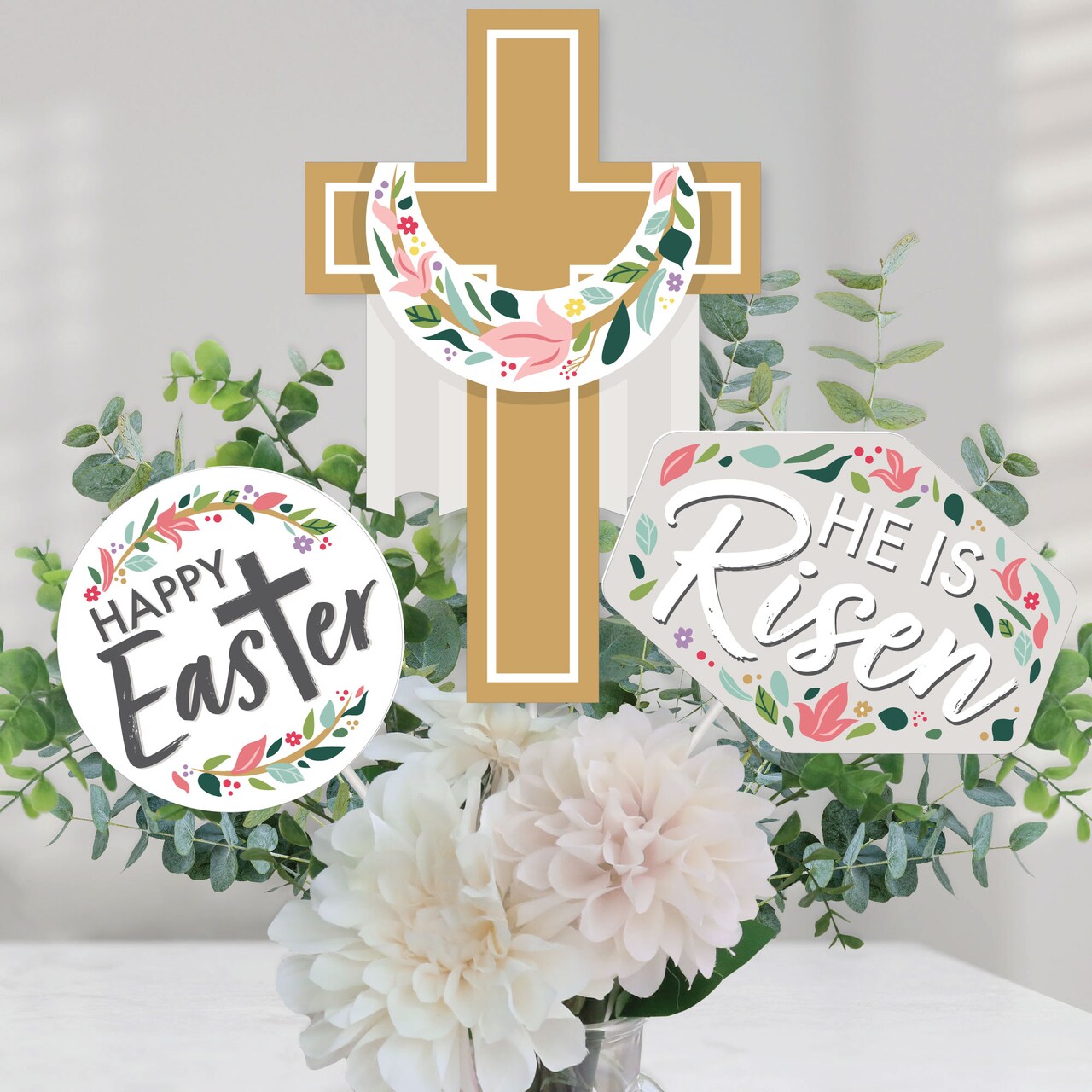 Big Dot of Happiness Religious Easter - Christian Holiday Party Centerpiece Sticks - Table Toppers - Set of 15